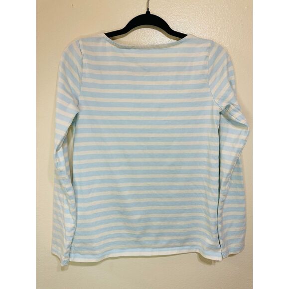 Talbots Womens Blue/White Striped Ice Skates Embroidered Long Sleeve Tee Size XS - Picture 5 of 5